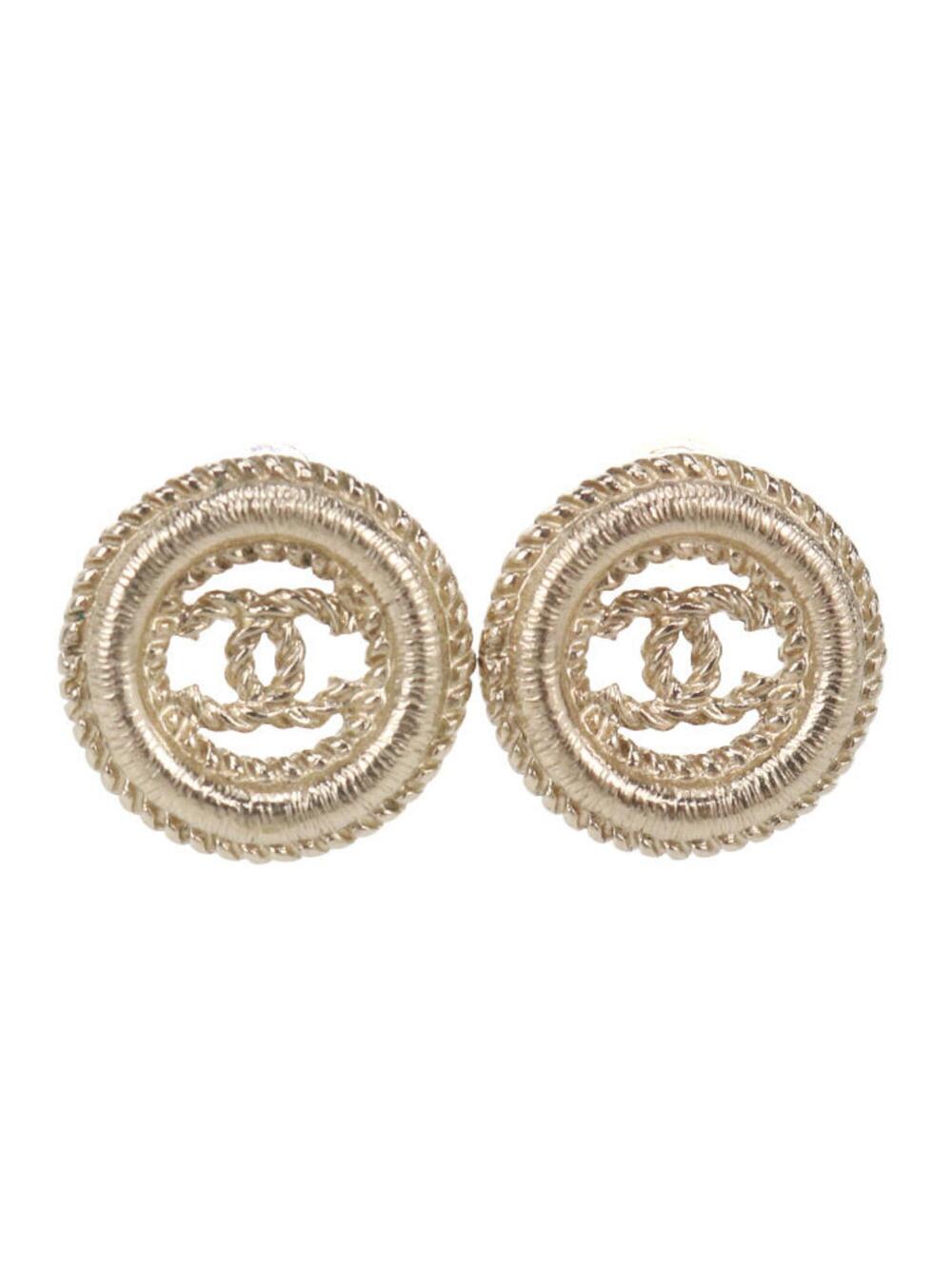 Chanel Cc Logo Earrings Gold-Tone Metal #347178C80B